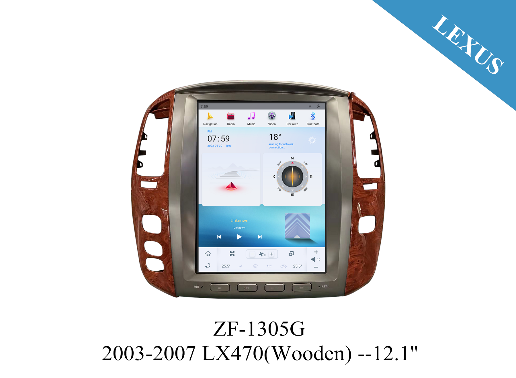 Lexus 2003-2009 LX470 12.1 inch Tesla Style Apple CarPlay Android Radio Upgrade
